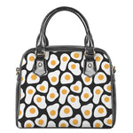 Black Fried Eggs Pattern Print Shoulder Handbag