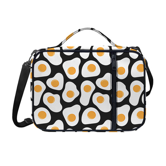 Black Fried Eggs Pattern Print Shoulder Strap Bible Bag