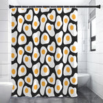 Black Fried Eggs Pattern Print Shower Curtain