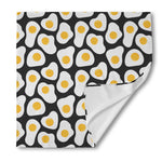 Black Fried Eggs Pattern Print Silk Bandana