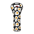 Black Fried Eggs Pattern Print Single Neoprene Wine Tote