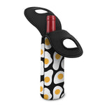 Black Fried Eggs Pattern Print Single Neoprene Wine Tote