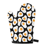 Black Fried Eggs Pattern Print Single Oven Mitt