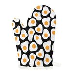 Black Fried Eggs Pattern Print Single Oven Mitt