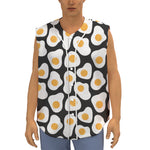 Black Fried Eggs Pattern Print Sleeveless Baseball Jersey