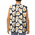 Black Fried Eggs Pattern Print Sleeveless Baseball Jersey