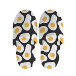 Black Fried Eggs Pattern Print Slippers