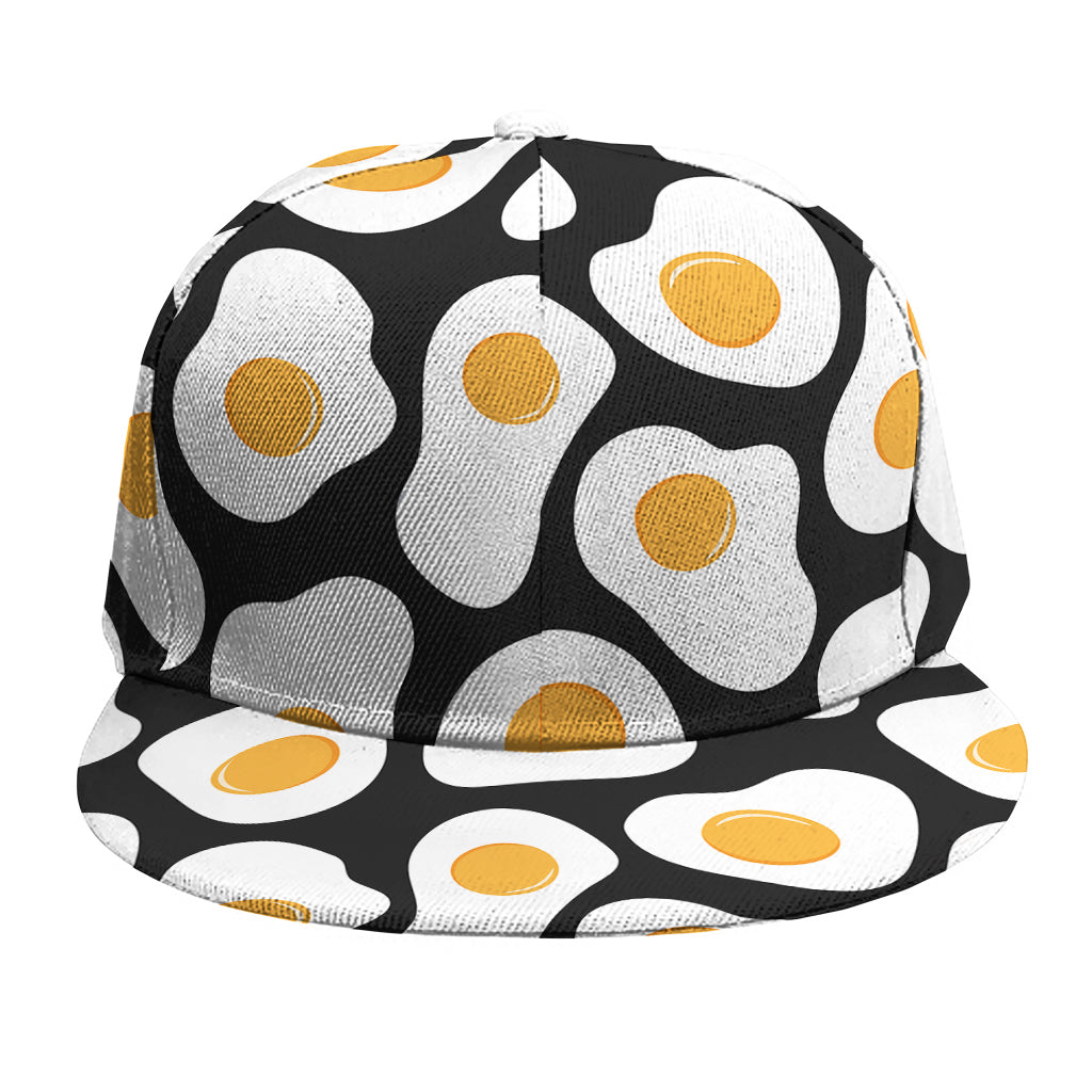 Black Fried Eggs Pattern Print Snapback Cap