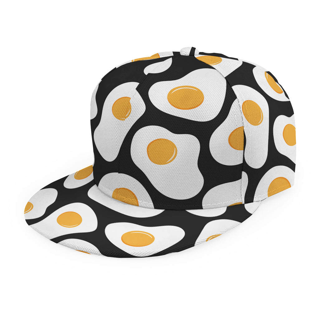 Black Fried Eggs Pattern Print Snapback Cap
