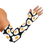 Black Fried Eggs Pattern Print Sun Protection Arm Sleeves