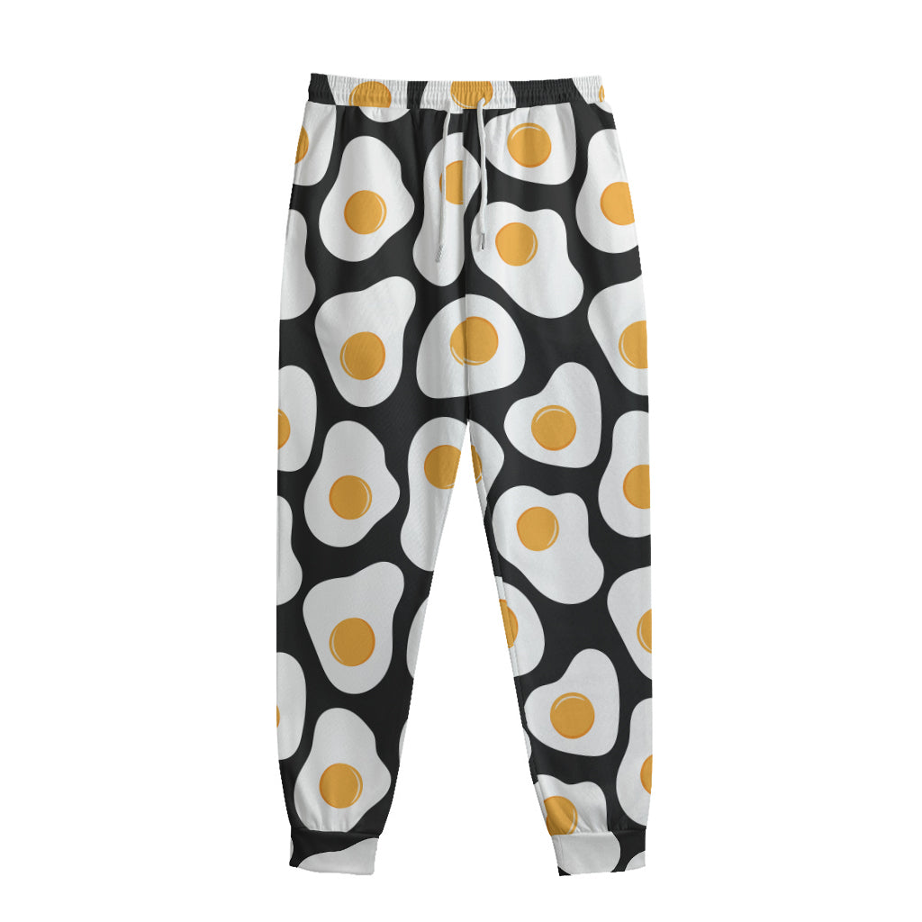 Black Fried Eggs Pattern Print Sweatpants