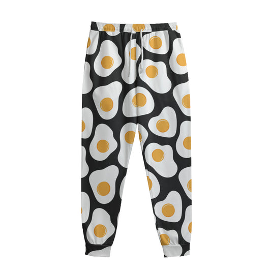 Black Fried Eggs Pattern Print Sweatpants