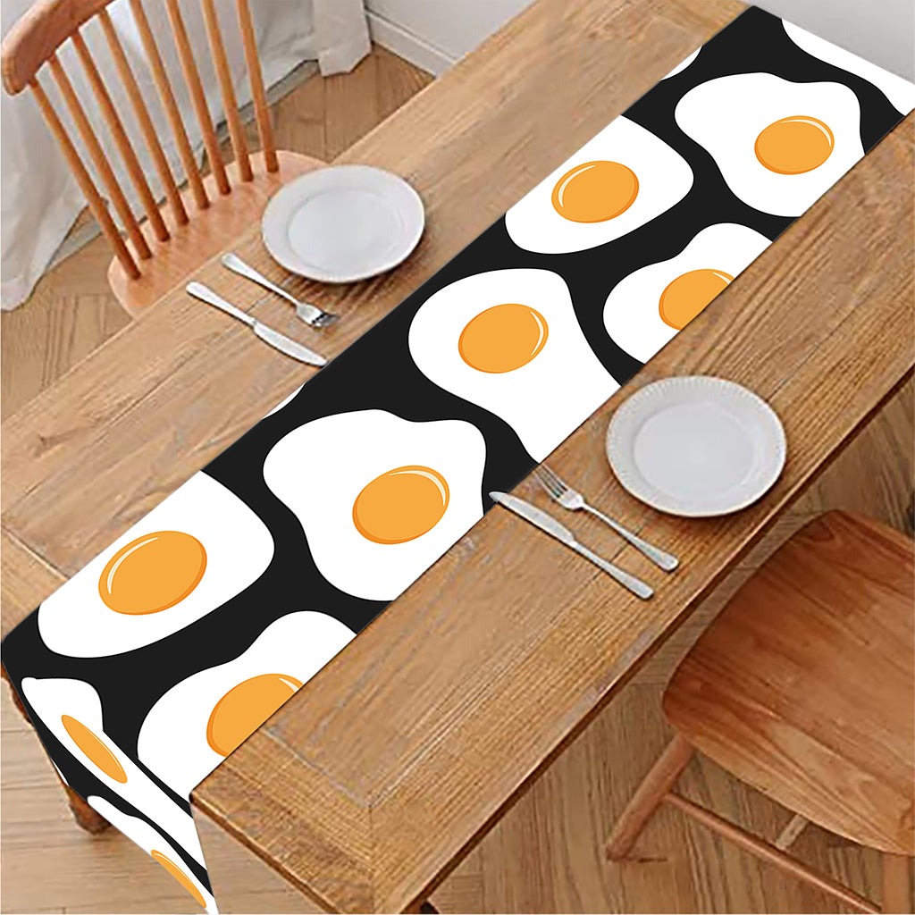 Black Fried Eggs Pattern Print Table Runner