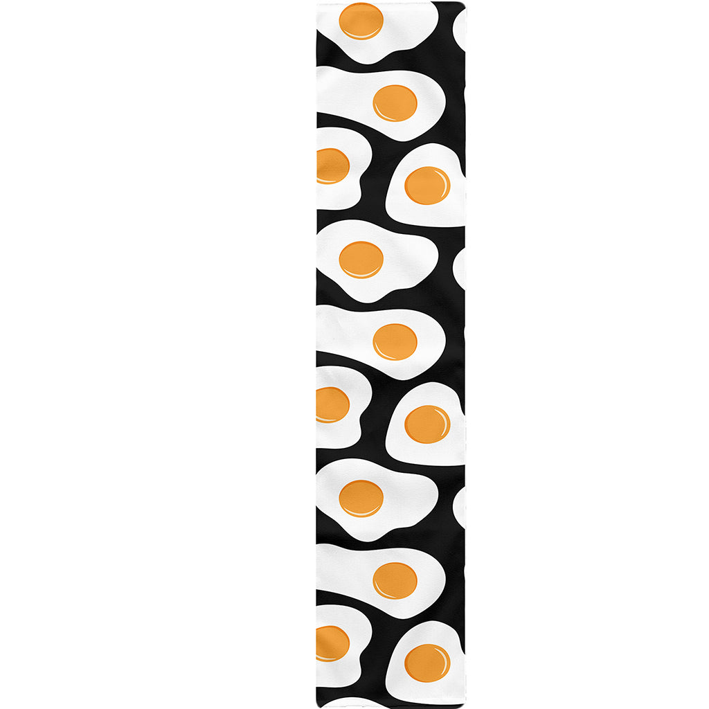 Black Fried Eggs Pattern Print Table Runner