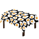Black Fried Eggs Pattern Print Tablecloth