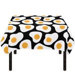Black Fried Eggs Pattern Print Tablecloth