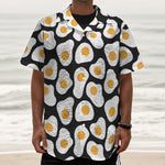 Black Fried Eggs Pattern Print Textured Short Sleeve Shirt