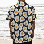 Black Fried Eggs Pattern Print Textured Short Sleeve Shirt