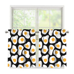 Black Fried Eggs Pattern Print Tier Curtains