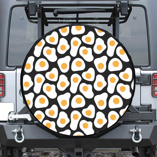 Black Fried Eggs Pattern Print Tire Cover