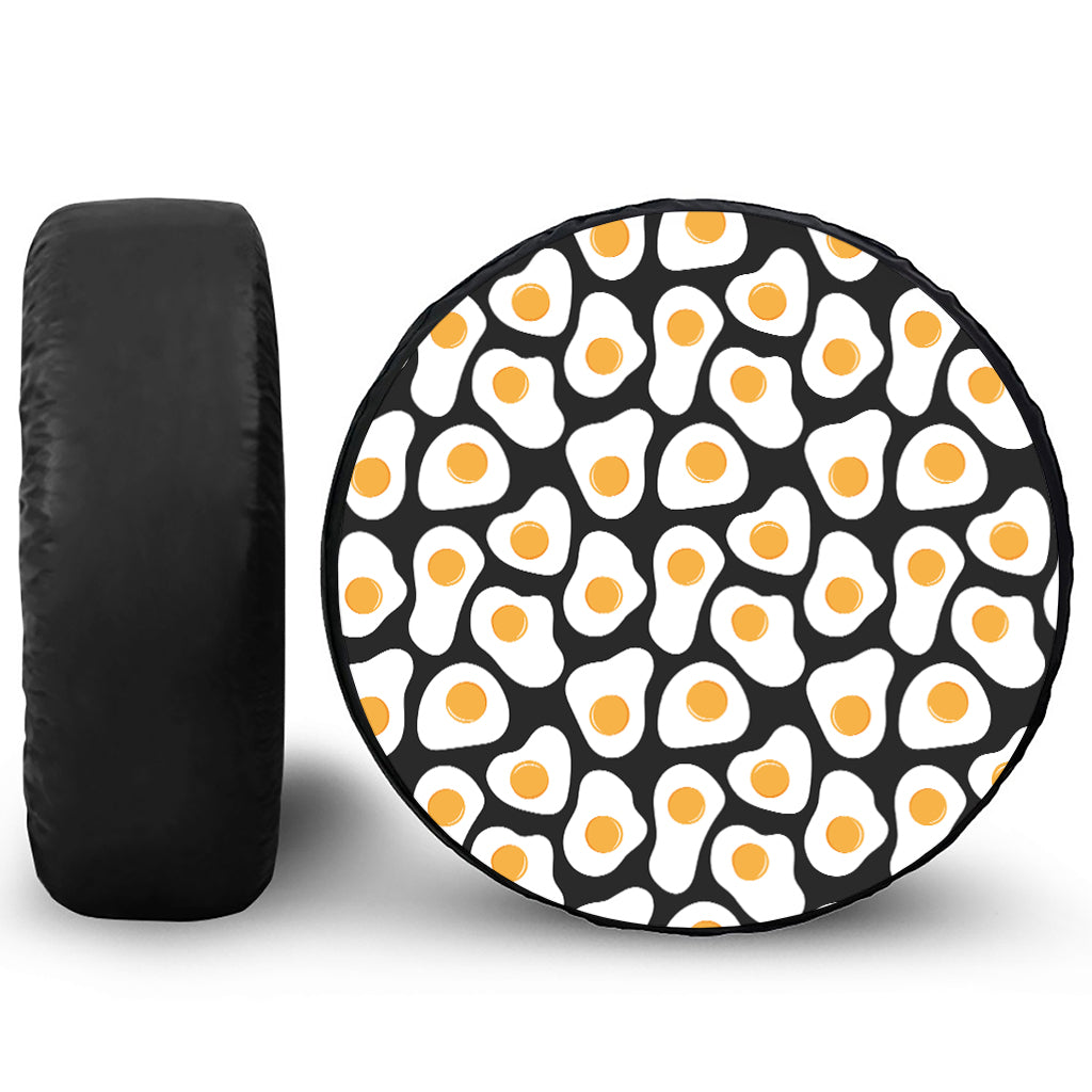 Black Fried Eggs Pattern Print Tire Cover