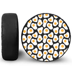 Black Fried Eggs Pattern Print Tire Cover