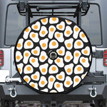 Black Fried Eggs Pattern Print Tire Cover With Camera Hole