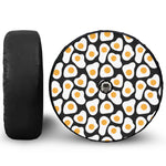 Black Fried Eggs Pattern Print Tire Cover With Camera Hole