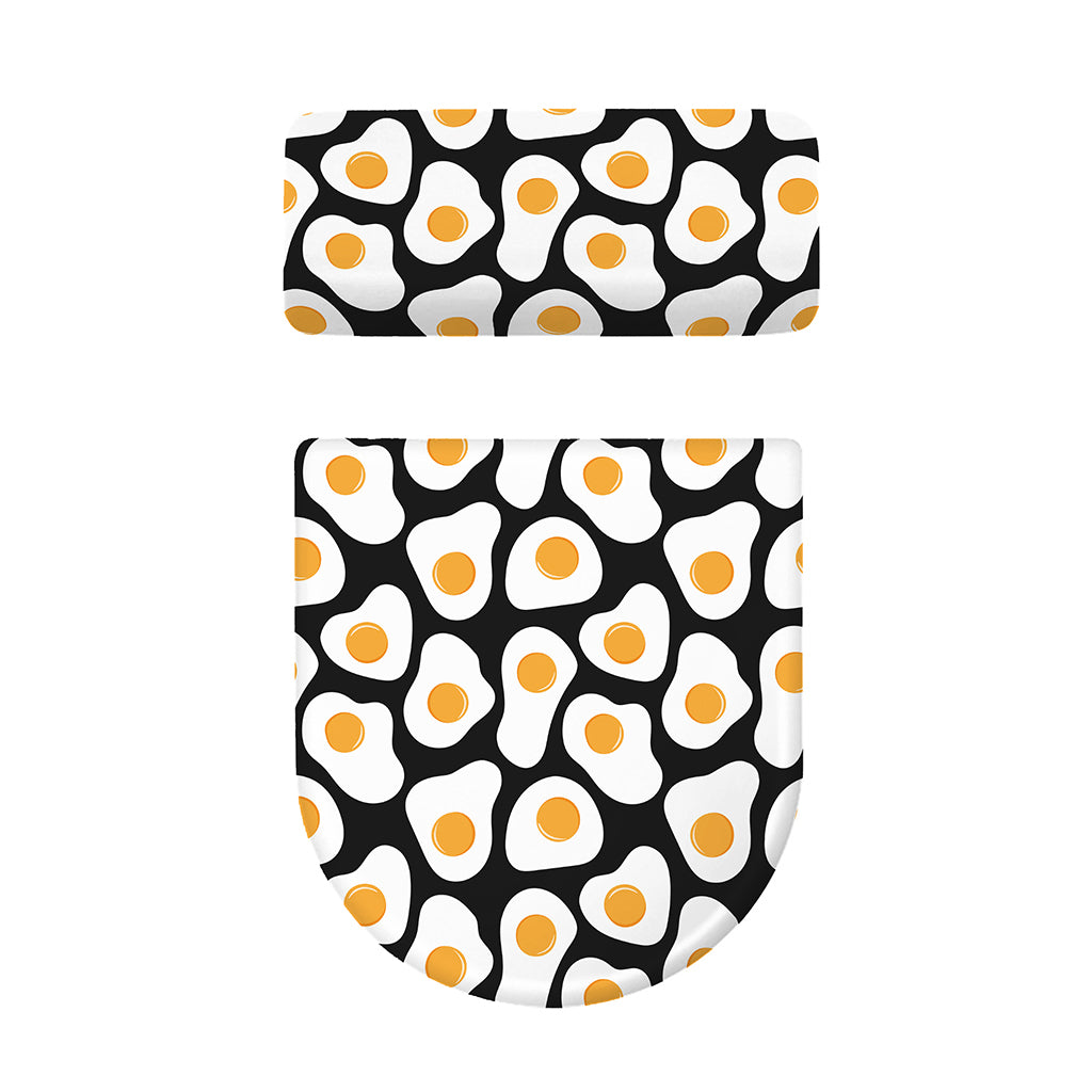 Black Fried Eggs Pattern Print Toilet Lid And Tank Cover Set
