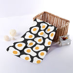 Black Fried Eggs Pattern Print Towel