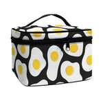 Black Fried Eggs Pattern Print Travel Makeup Bag