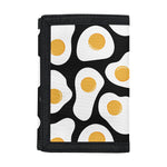 Black Fried Eggs Pattern Print Trifold Wallet