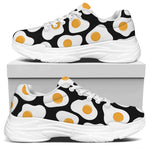 Black Fried Eggs Pattern Print White Chunky Shoes