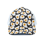 Black Fried Eggs Pattern Print White Mesh Trucker Cap