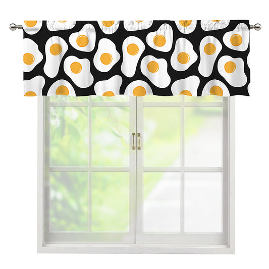 Black Fried Eggs Pattern Print Window Valance