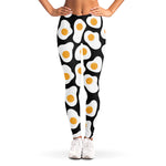 Black Fried Eggs Pattern Print Women's Leggings