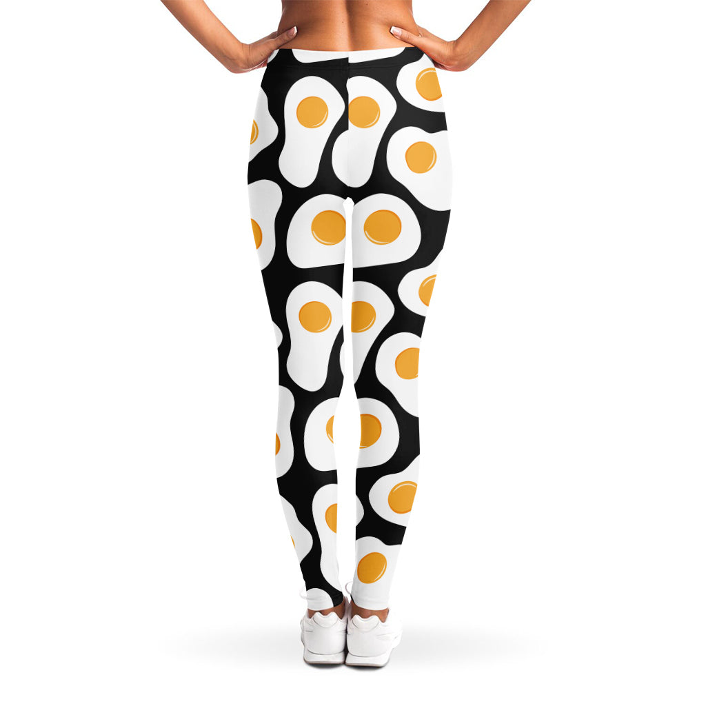 Black Fried Eggs Pattern Print Women's Leggings