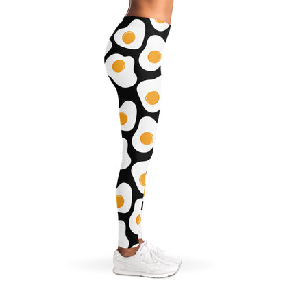 Black Fried Eggs Pattern Print Women's Leggings