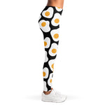 Black Fried Eggs Pattern Print Women's Leggings