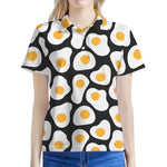 Black Fried Eggs Pattern Print Women's Polo Shirt