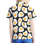 Black Fried Eggs Pattern Print Women's Polo Shirt
