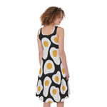 Black Fried Eggs Pattern Print Women's Sleeveless Dress