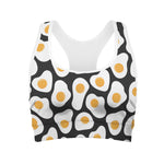 Black Fried Eggs Pattern Print Women's Sports Bra