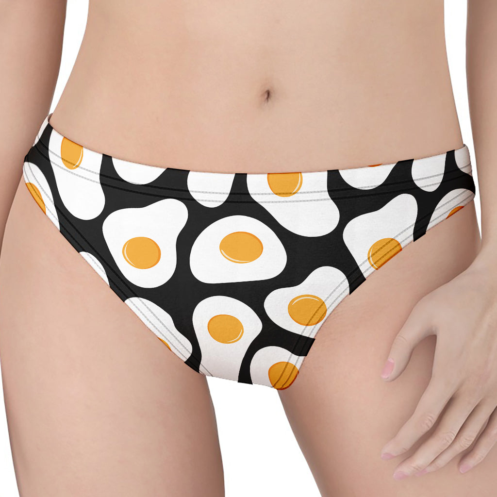 Black Fried Eggs Pattern Print Women's Thong
