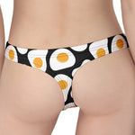 Black Fried Eggs Pattern Print Women's Thong