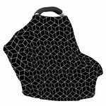 Black Geometric Cube Shape Pattern Print Baby Seat Cover