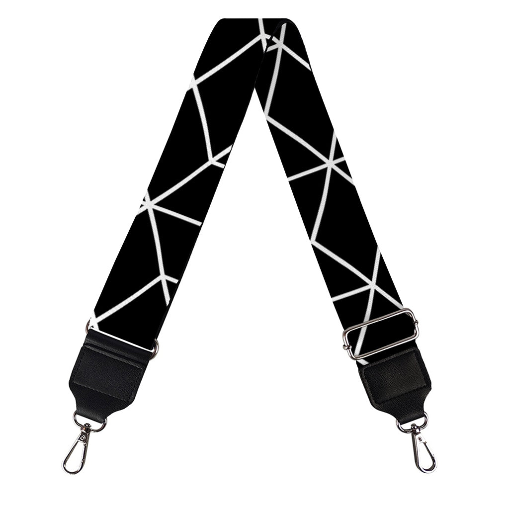 Black Geometric Cube Shape Pattern Print Bag Strap