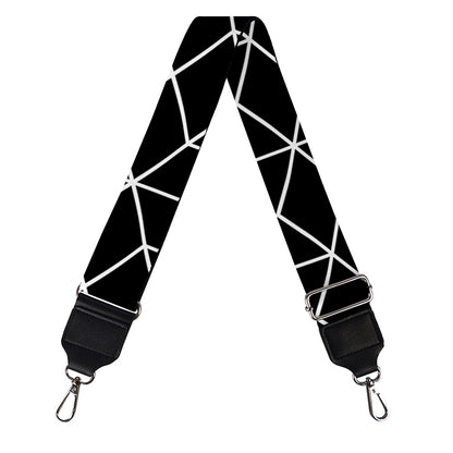 Black Geometric Cube Shape Pattern Print Bag Strap