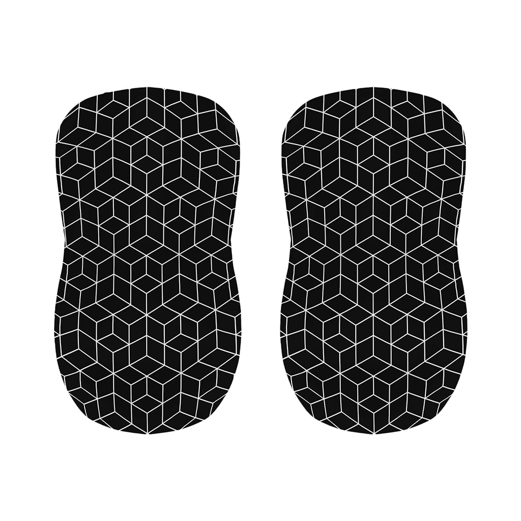 Black Geometric Cube Shape Pattern Print Bar Stool Covers