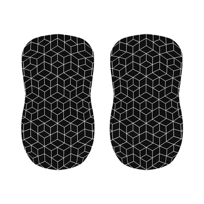 Black Geometric Cube Shape Pattern Print Bar Stool Covers